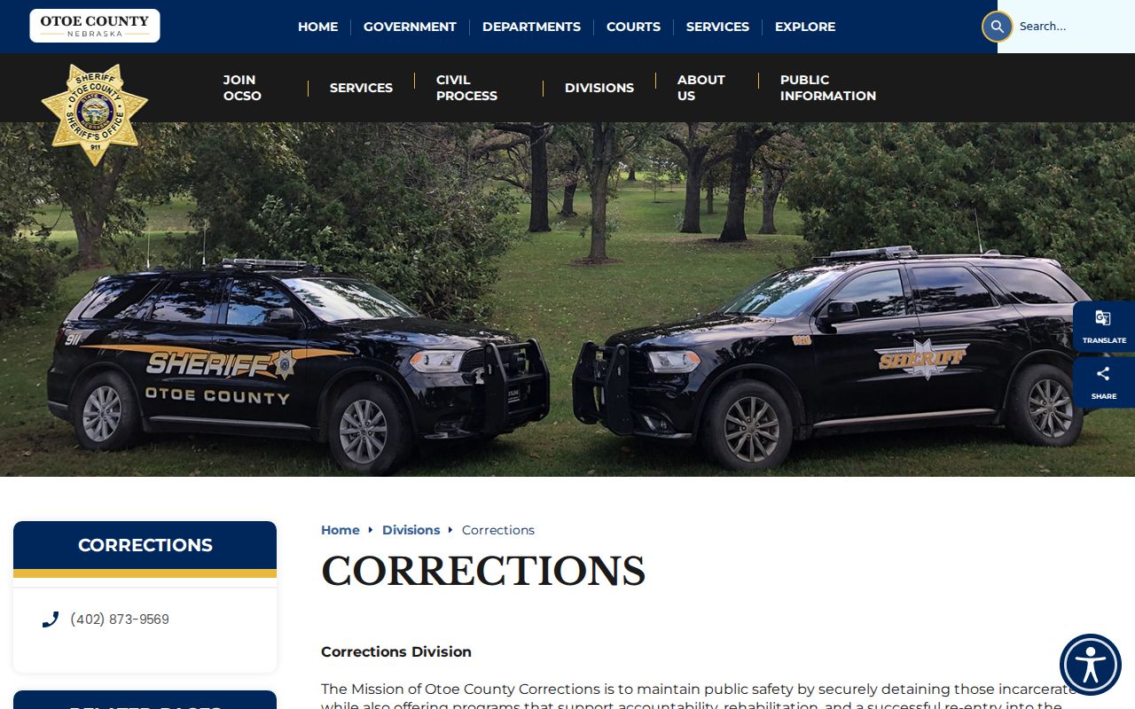 Otoe County arrest lookup through Otoe Corrections services