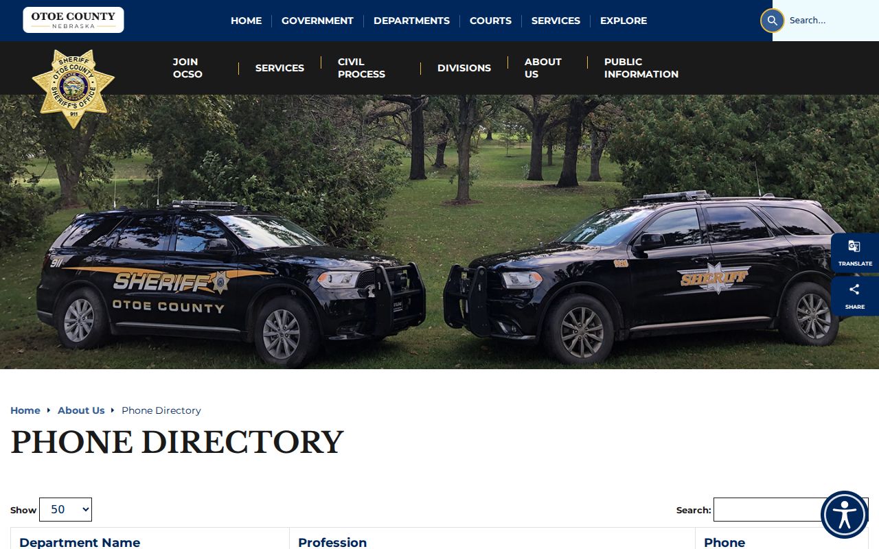Otoe County arrest lookup sheriff staff contacts