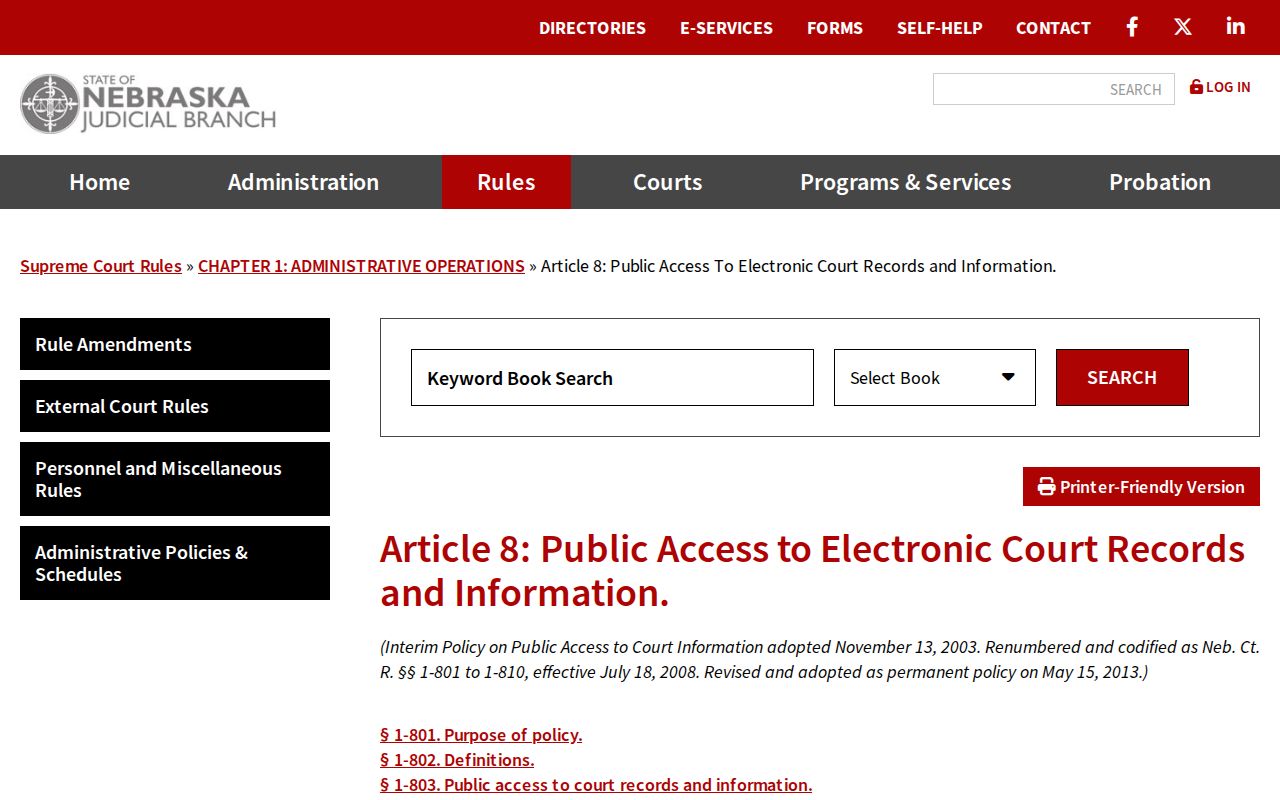 Otoe County criminal case electronic access rule