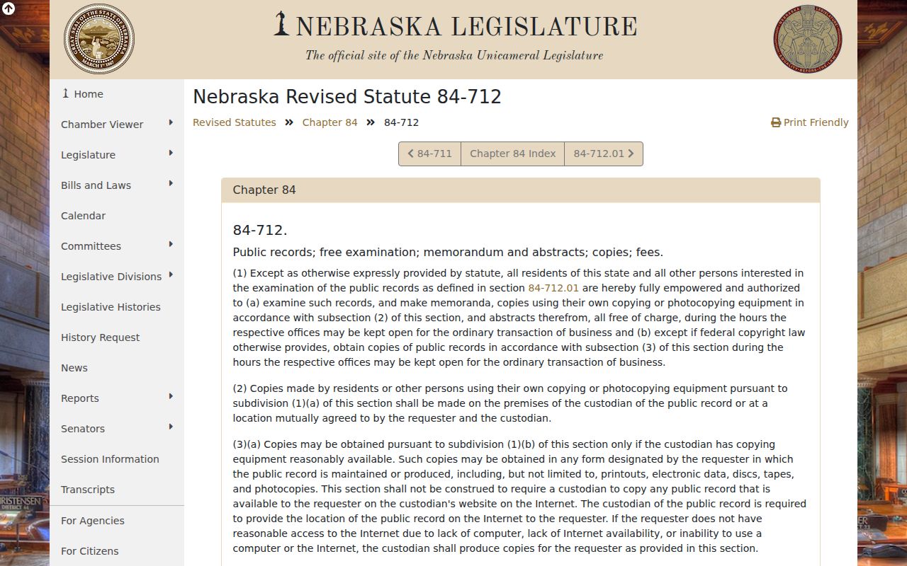 Nebraska Public Records Act source for Otoe County criminal records
