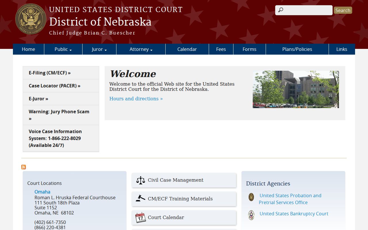 Nebraska City criminal records federal court channel