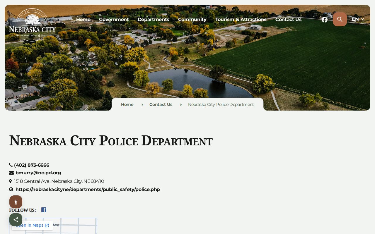 Nebraska City criminal records police contact page