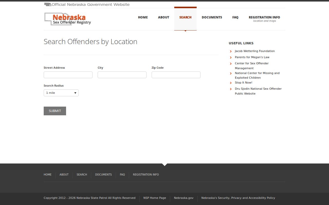 Otoe County sex offender registry address and radius search