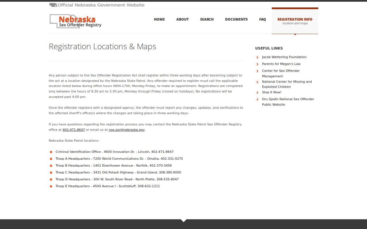 Otoe County sex offender registration location information