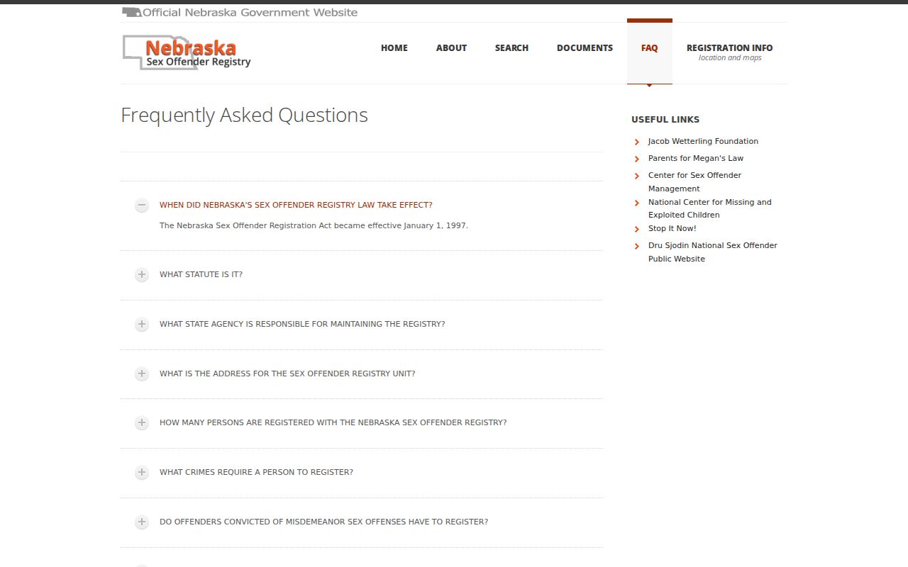 Otoe County sex offender registry FAQ and profile guidance