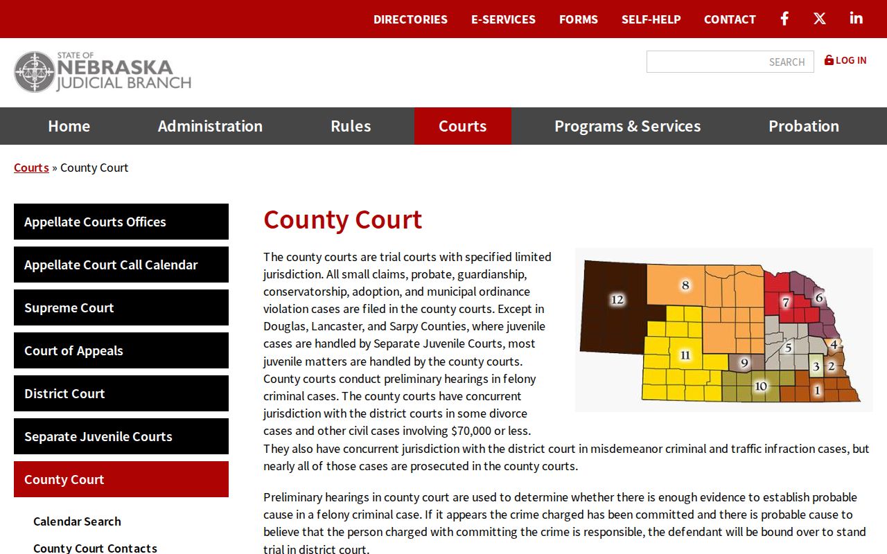 Syracuse criminal records Nebraska County Court jurisdiction
